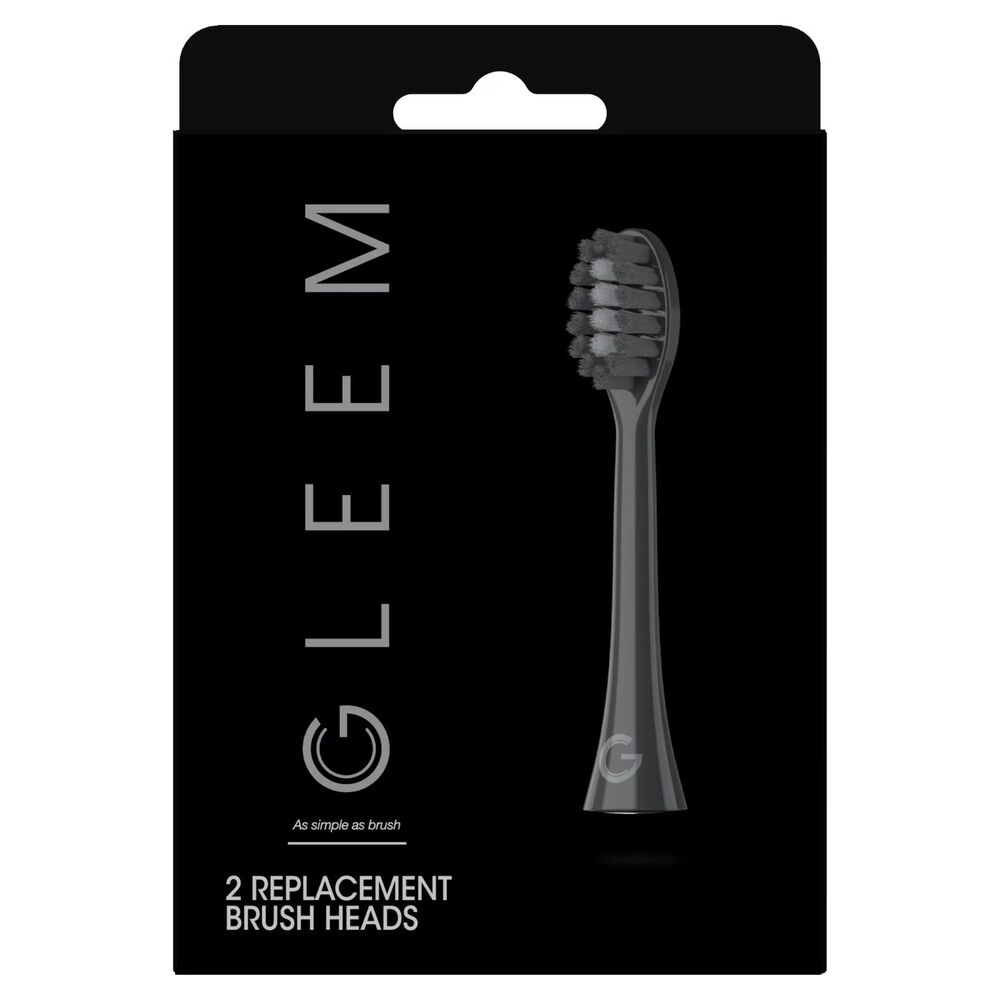 Gleem 2 Replacement Brush Heads Black Electric Toothbrush Soft Adult & Child 3+